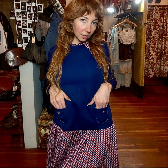 American Vintage Blue and Red Mini Dress - Picture 10 of 10